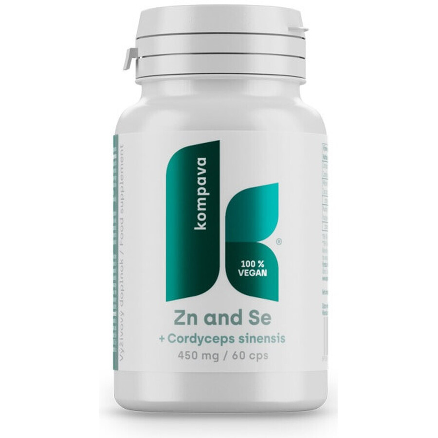 Kompava Zinc + Selenium + Cordyceps Sinensis 1×60 cps, complément alimentaire