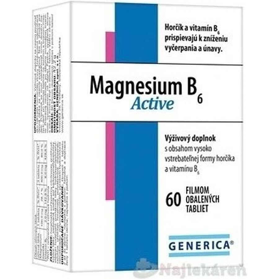 GENERICA Magnesio B6 Activo 1×60 tbl, magnesio + B6
