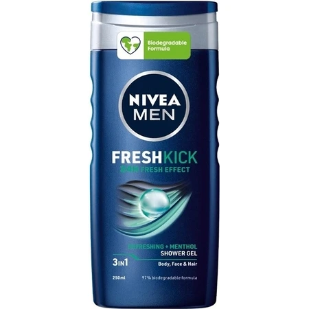 NIVEA Men Cool Kick Shower Gel 250ml 1×250ml 1×250ml, effet rafraîchissant