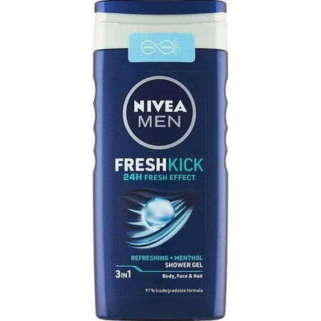 NIVEA Men Cool Kick Shower Gel 250ml 1×250ml 1×250ml, effet rafraîchissant