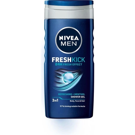 NIVEA Men Cool Kick Shower Gel 250ml 1×250ml 1×250ml, effet rafraîchissant