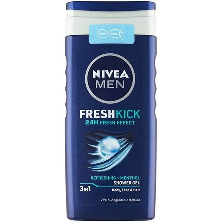 NIVEA Men Cool Kick Shower Gel 250ml 1×250ml 1×250ml, effet rafraîchissant
