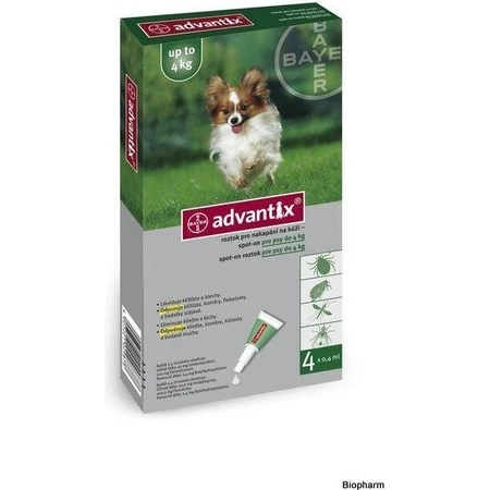 Advantix Spot-on para perros de hasta 4 kg 4×0,4 ml, pipeta