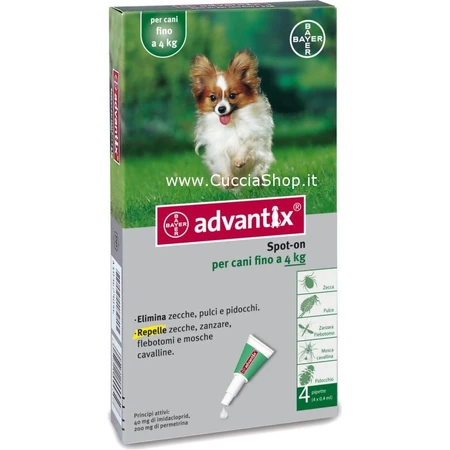 Advantix Spot-on para perros de hasta 4 kg 4×0,4 ml, pipeta