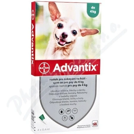Advantix Spot-on para perros de hasta 4 kg 4×0,4 ml, pipeta