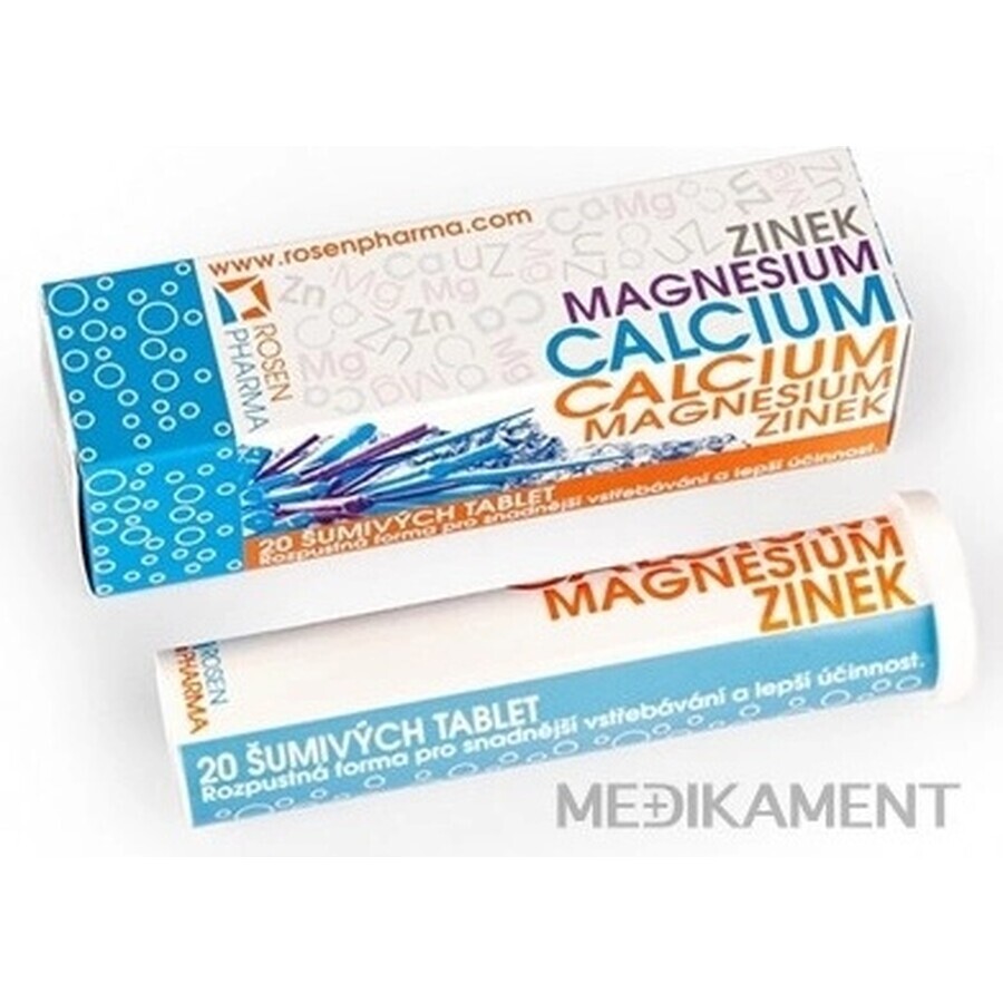 RosenPharma ZINOC, MAGNESIUM, CALCIUM 1×20 tbl, Nahrungsergänzungsmittel