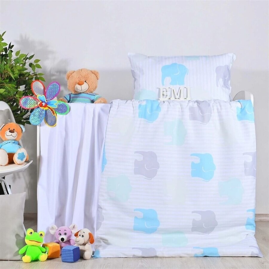 EMI cotton baby elephant baby bed linen turquoise 130x90 + 65x45