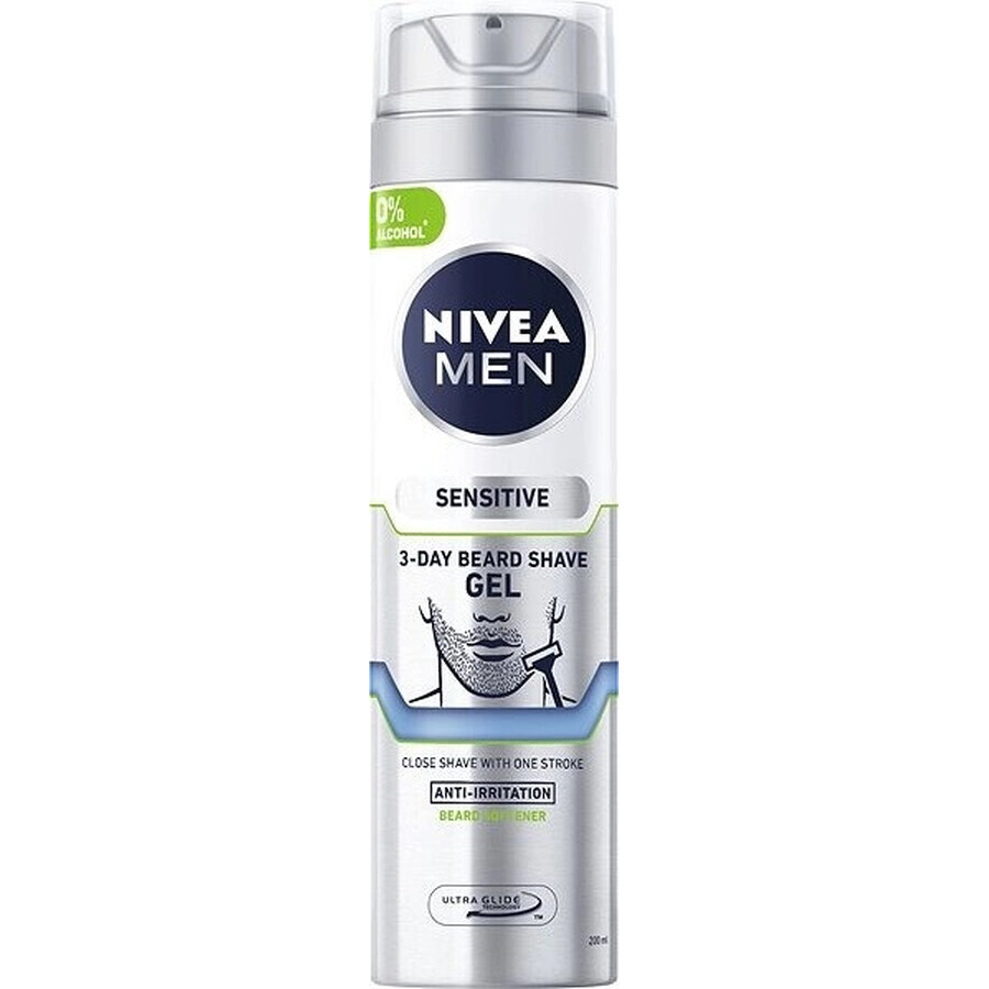 NIVEA Men Sensitive Shave 3 Day Beard Gel 1×200 ml, shaving gel