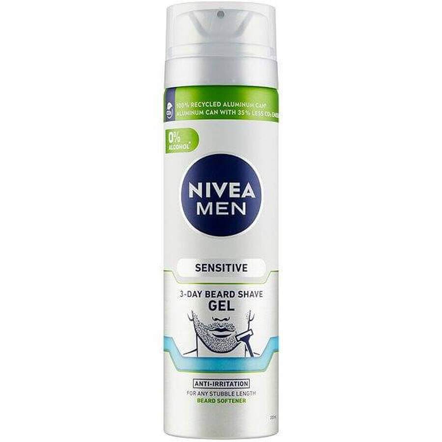 NIVEA Men Sensitive Shave 3 Day Beard Gel 1×200 ml, shaving gel