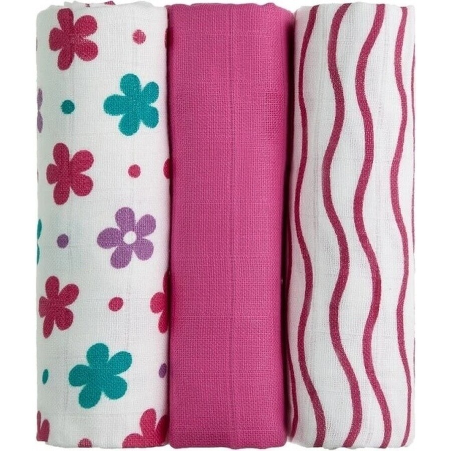 T-tomi Pañales de Tela TETRA - Flores Rosas 1×3 uds, Pañales de Bebé - Flores
