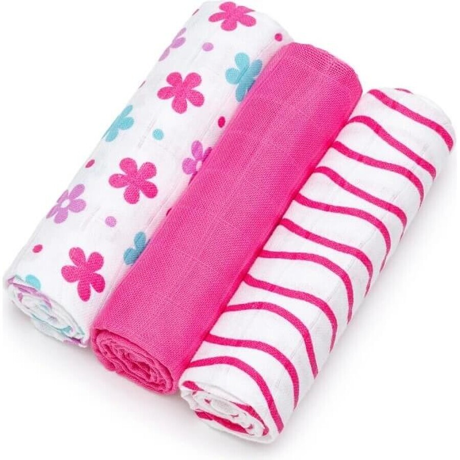 T-tomi Pañales de Tela TETRA - Flores Rosas 1×3 uds, Pañales de Bebé - Flores