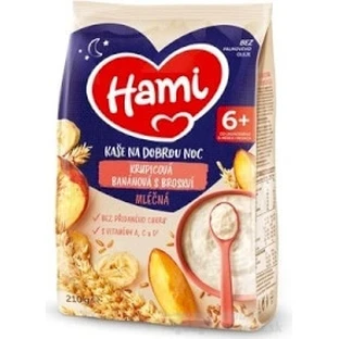 HAMI Porridge de banane et de semoule avec des pêches 1×210 g, porridge de semoule