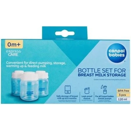 Canpol Babies Flaschenset zur Aufbewahrung von Muttermilch 3x120ml 1×1Stk, Flaschenset