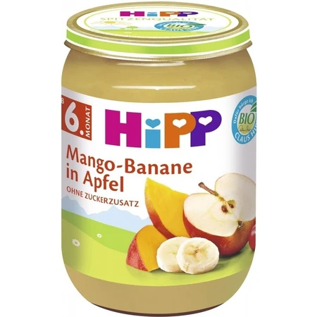 HiPP Organic Apples with Mango and Bananas 1×190 g, fruit snack for kids