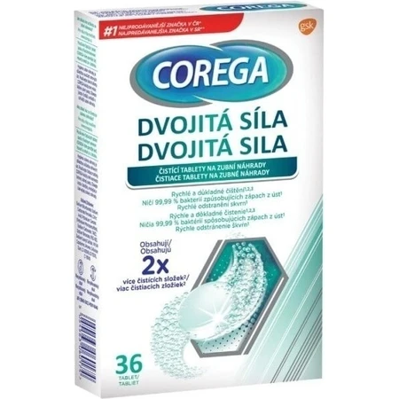 COREGA Doble Fuerza 1x36 pzs, pastillas para limpieza de dentaduras postizas