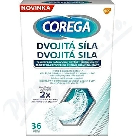 COREGA Doble Fuerza 1x36 pzs, pastillas para limpieza de dentaduras postizas