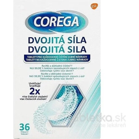 COREGA Doble Fuerza 1x36 pzs, pastillas para limpieza de dentaduras postizas