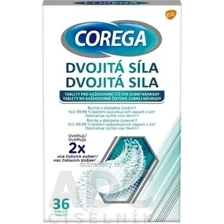 COREGA Doble Fuerza 1x36 pzs, pastillas para limpieza de dentaduras postizas