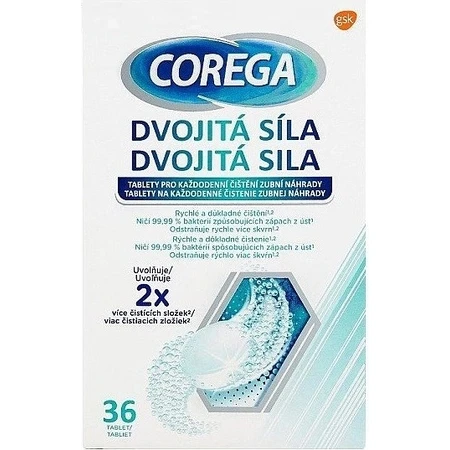 COREGA Doble Fuerza 1x36 pzs, pastillas para limpieza de dentaduras postizas