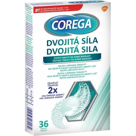 COREGA Doble Fuerza 1x36 pzs, pastillas para limpieza de dentaduras postizas