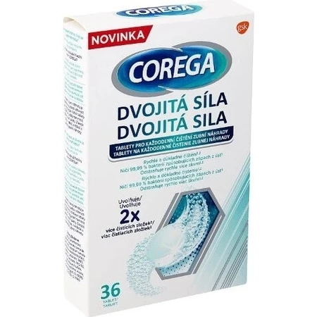 COREGA Doble Fuerza 1x36 pzs, pastillas para limpieza de dentaduras postizas