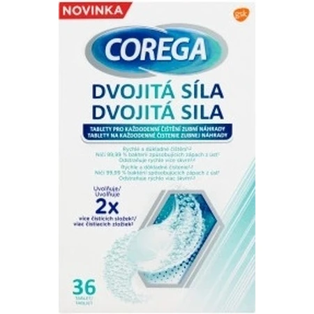 COREGA Doble Fuerza 1x36 pzs, pastillas para limpieza de dentaduras postizas