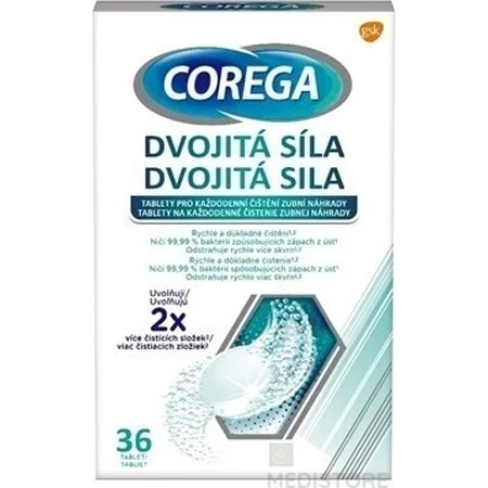COREGA Doble Fuerza 1x36 pzs, pastillas para limpieza de dentaduras postizas