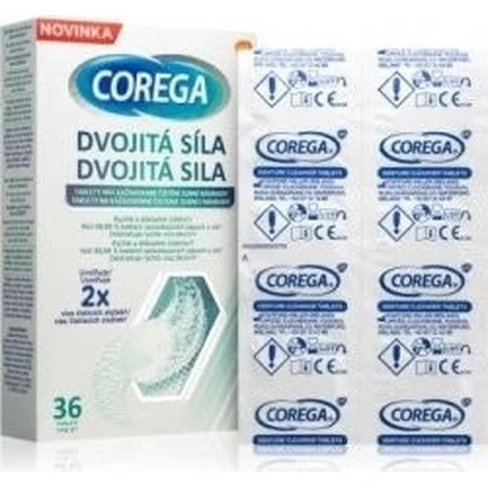 COREGA Doble Fuerza 1x36 pzs, pastillas para limpieza de dentaduras postizas