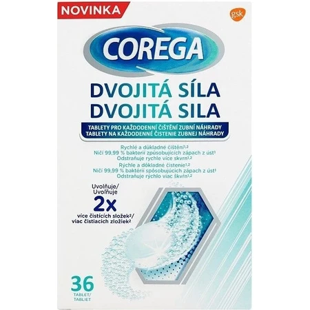 COREGA Doble Fuerza 1x36 pzs, pastillas para limpieza de dentaduras postizas