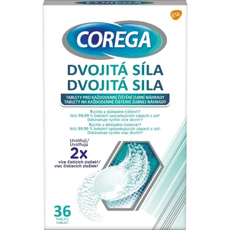COREGA Doble Fuerza 1x36 pzs, pastillas para limpieza de dentaduras postizas