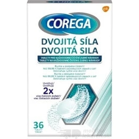 COREGA Doble Fuerza 1x36 pzs, pastillas para limpieza de dentaduras postizas