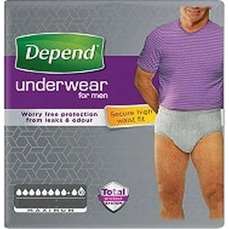 DEPEND MAXIMUM L/XL para hombre 1×9 unidades, calzoncillos elásticos, contorno de cadera 95-150 cm