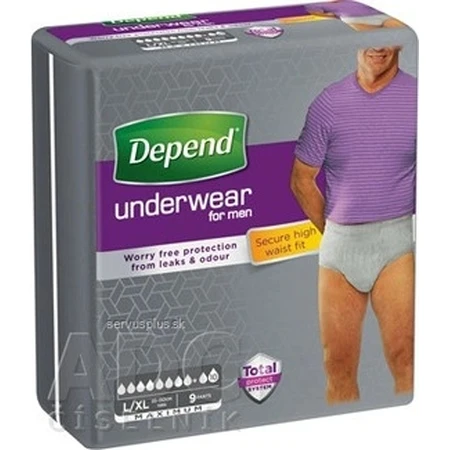 DEPEND MAXIMUM L/XL para hombre 1×9 unidades, calzoncillos elásticos, contorno de cadera 95-150 cm
