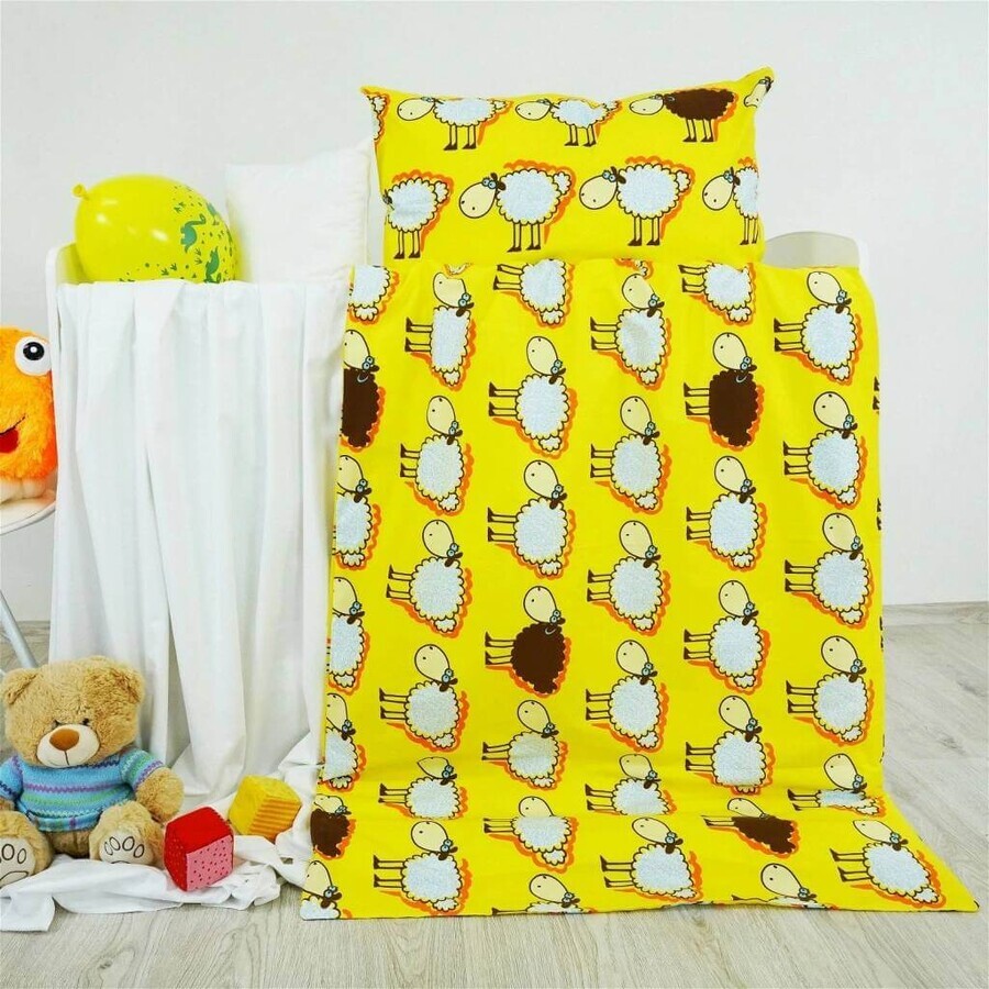 EMI Oaie pentru copii lenjerie de pat galben 130x90+65x45