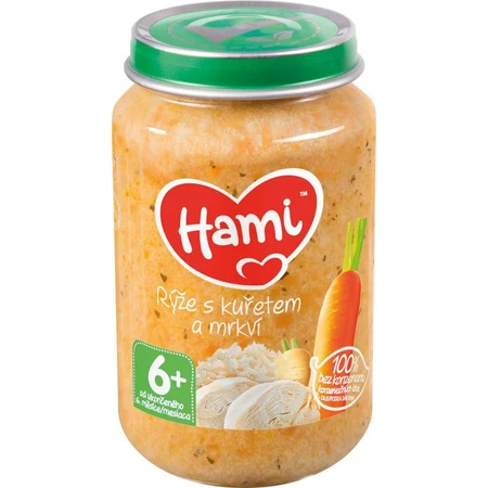 Hami entrante Arroz con pollo y zanahorias 1×200 g, entrante de carne y verduras