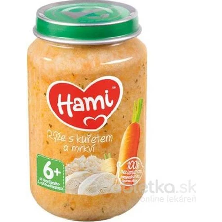 Hami entrante Arroz con pollo y zanahorias 1×200 g, entrante de carne y verduras