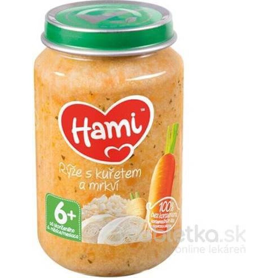 Hami voorgerecht Rijst met kip en wortelen 1×200 g, vlees en groente voorgerecht