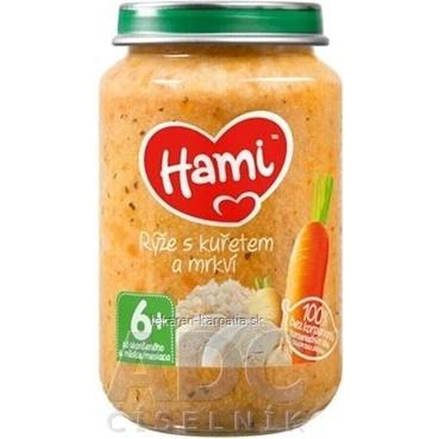 Hami voorgerecht Rijst met kip en wortelen 1×200 g, vlees en groente voorgerecht