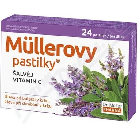 MÜLLER'S PASTILLS SHALVIA EN VITAMINE C 1×24 stuks, tegen verkoudheid