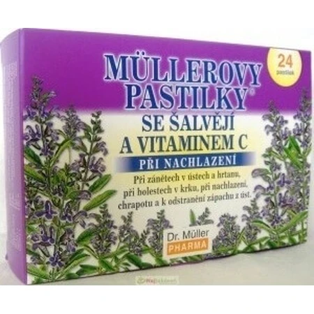 MÜLLER'S PASTILLS SHALVIA EN VITAMINE C 1×24 stuks, tegen verkoudheid