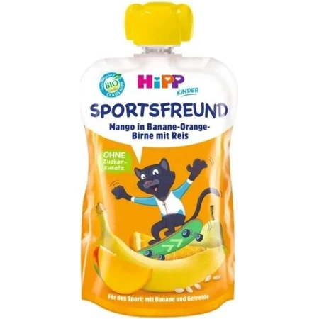 HiPP BIO KINDER Banaan Sinaasappel Peer Mango Peer Rijst 1×120 g, fruit en granen, 12m+
