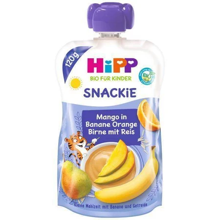 HiPP BIO KINDER Banaan Sinaasappel Peer Mango Peer Rijst 1×120 g, fruit en granen, 12m+