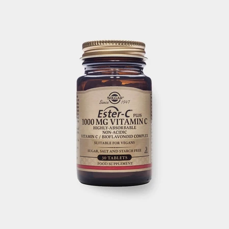 Solgar Ester-C plus 1000 mg de vitamine C non acide avec complexe de bioflavonoïdes 30 gélules 1×30 tbl, complément alimentaire