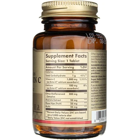 Solgar Ester-C plus 1000 mg de vitamine C non acide avec complexe de bioflavonoïdes 30 gélules 1×30 tbl, complément alimentaire