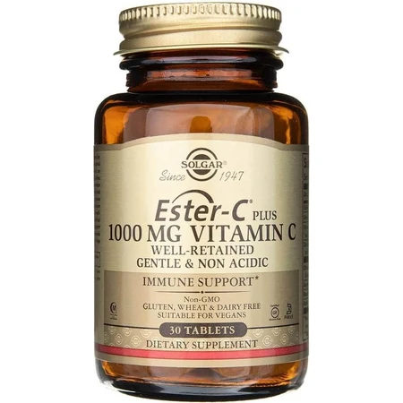 Solgar Ester-C plus 1000 mg de vitamine C non acide avec complexe de bioflavonoïdes 30 gélules 1×30 tbl, complément alimentaire