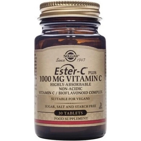 Solgar Ester-C plus 1000 mg de vitamine C non acide avec complexe de bioflavonoïdes 30 gélules 1×30 tbl, complément alimentaire