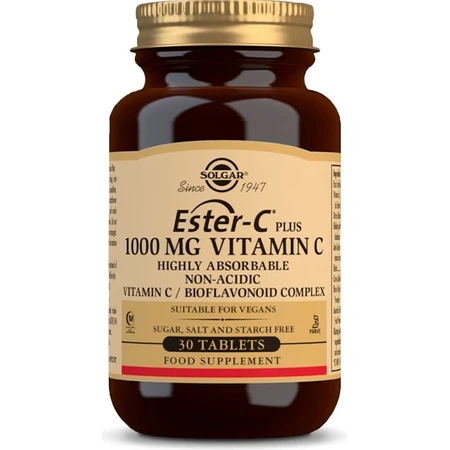 Solgar Ester-C plus 1000 mg de vitamine C non acide avec complexe de bioflavonoïdes 30 gélules 1×30 tbl, complément alimentaire
