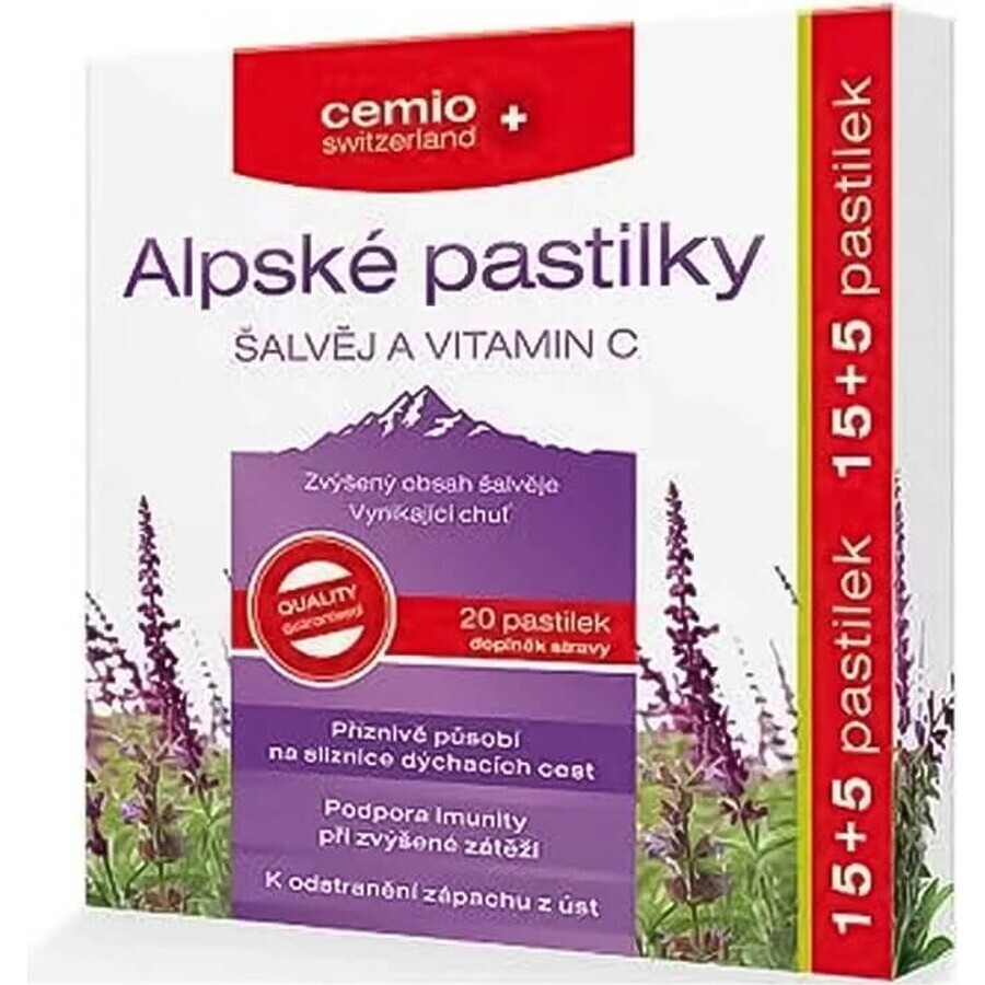 Cemio Alpine SALVIA Y VITAMINA C comprimidos 1×20 tbl, comprimidos fríos