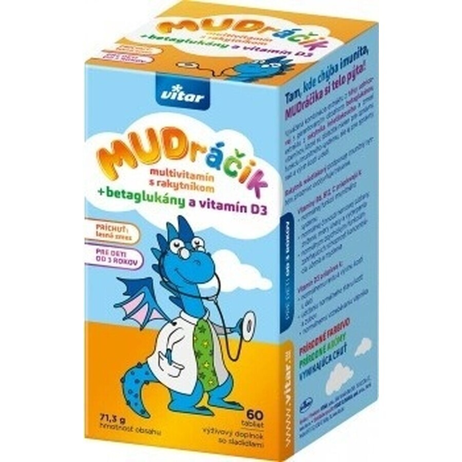 VITAR MUDráčik multivitamins with sea buckthorn 1×60 tbl, forest mix flavor