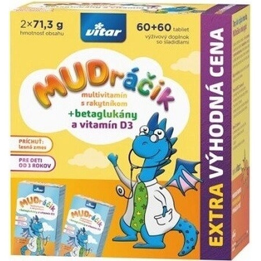 VITAR MUDráčik multivitamins with sea buckthorn 1×60 tbl, forest mix flavor